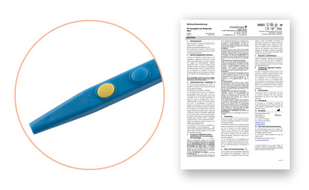 Gebrauchsanweisungen und Konformitätserklärung von sterile Einmalelektrodenhandgriffe